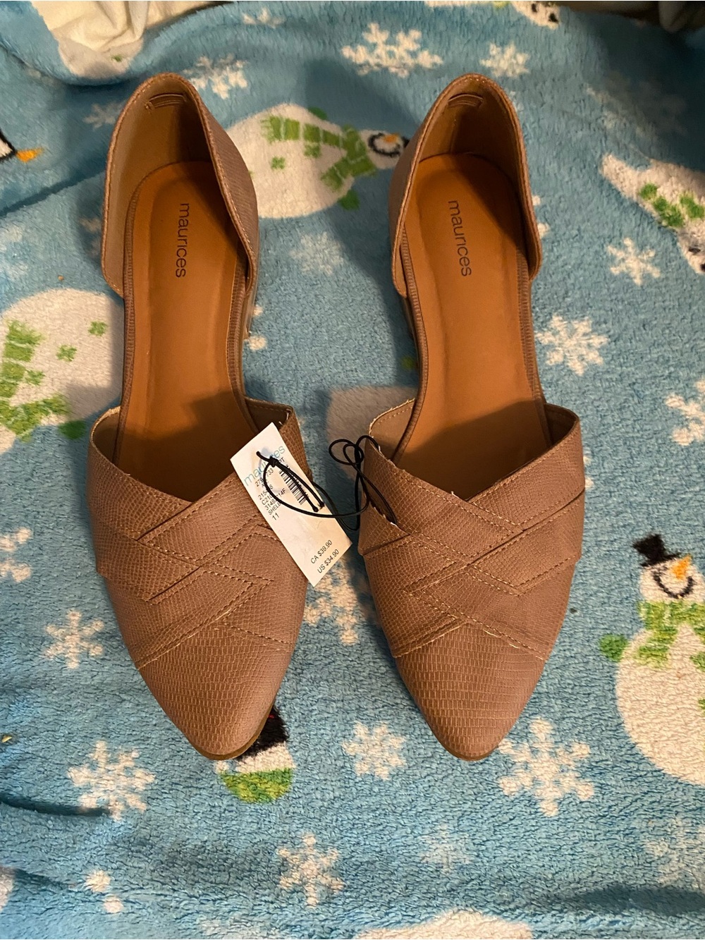 Maurices Women's Pointed D'Orsay Flats in Light Brown. NWT